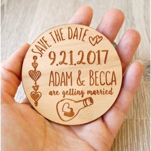 Customized names date rustic Wedding wooden Save the Date Magnets bridal shower party favors company gifts invitations