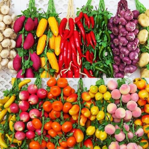 50-60cm Artificial Vegetables Fruits String Home Garden Kitchen Kindergarten Decoration Foods Photography Props