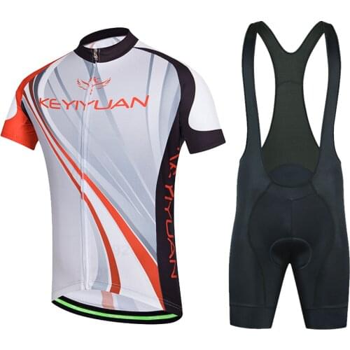 KEYIYUAN 2021 Summer Men Cycling Jersey Team Short Sleeve Shirts Clothing Bycicle MTB Bib Shorts Maillot Ropa Ciclismo Hombre