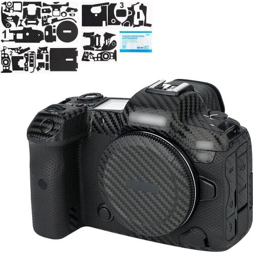 Kiwi Anti-Scratch Camera Body Sticker for Canon EOS R5 Skin Anti-slide Protective Skin Film Kit Camera Cover Carbon Fiber Black