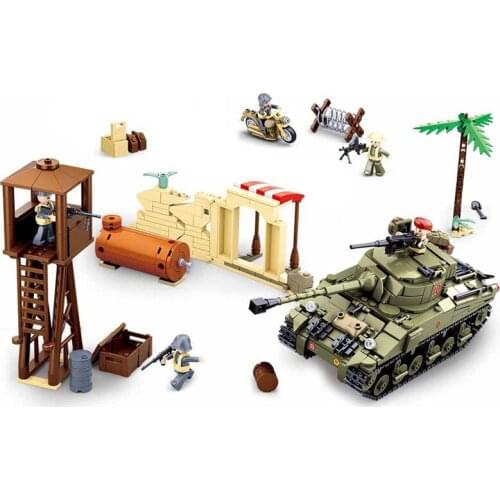 790Pcs World War II The Battle of Elalamein Montgomery Desert Fox Building Blocks WW2 Military Tank Model Toys Gift For Children