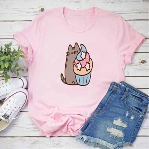Mayos Summer casual womens T-shirt Ulzzang streetwear Kawaii cartoon print T-shirt top Korean Harajuku short-sleeved T-shirt