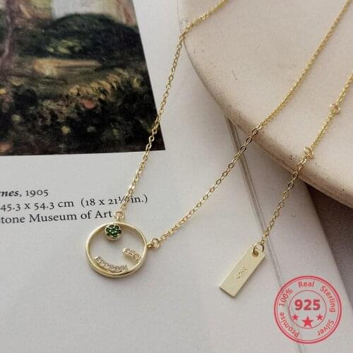 Hot Selling S925 Sterling Silver Fine Necklace Creative Zircon Round Hollow Pendant Simple Fashion Necklace Women Jewelry
