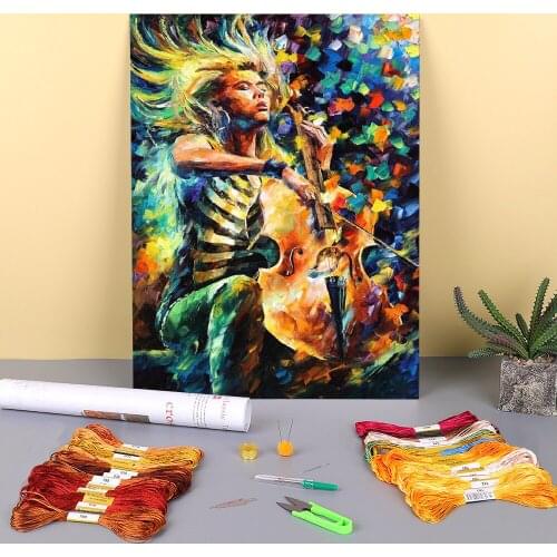Oil Style Rhapsody Pre-Printed 11CT Cross-Stitch Complete Kit DIY Embroidery DMC Threads Handiwork Jewelry