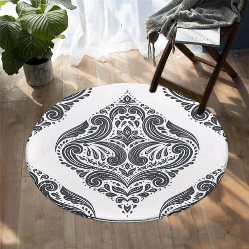 Fashion European Round Carpets Classic Decorative Area Rugs Black and White Living Room Floor Mat Round Carpet-001