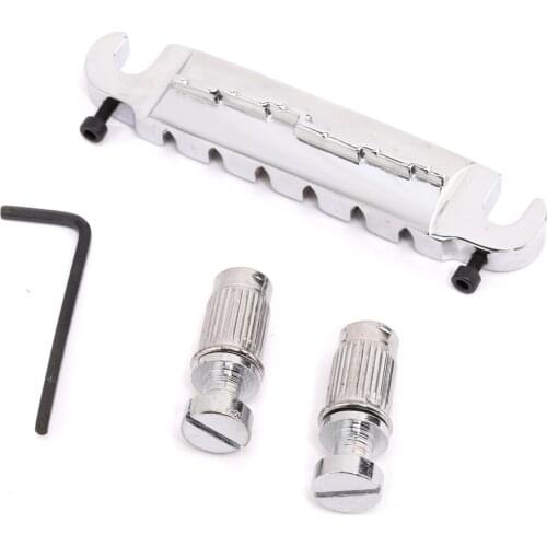 Musiclily 6 String Compensated Wraparound Stud Mount Adjustable Bridge for Les Paul Style Guitar, Chrome