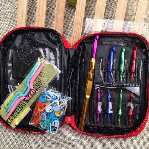 Crochet hooks set 32 PCS With Colorful Aluminum Interchangeable Hook Head Set Smooth Needles For DIY Knitting needles set