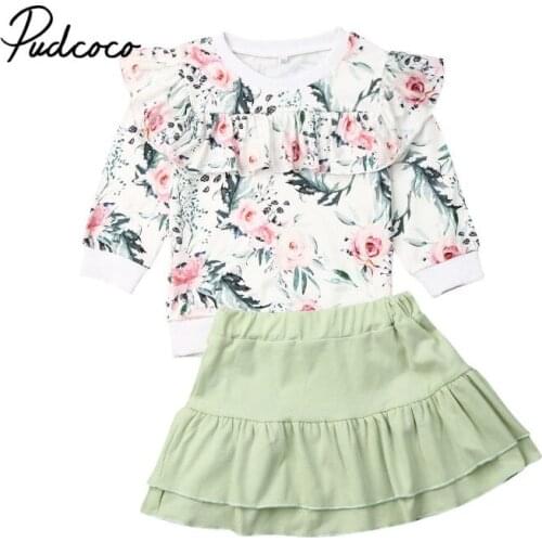 Princess Girls Clothes 2020 Spring Autumn Kids Clothes Fly Long Sleeve Tops+Green Tutu Skirts Outfit Children Clothing Suit