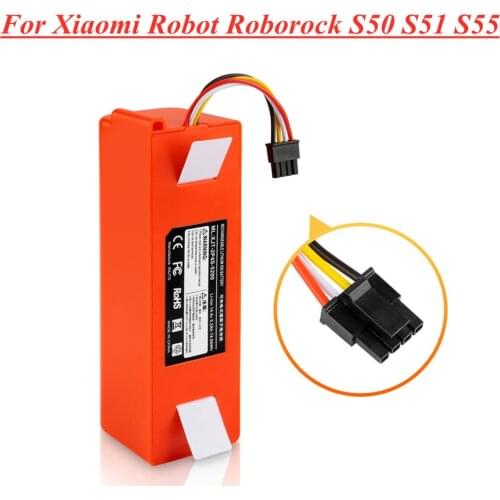 Original Battery for Xiaomi Robot Roborock S50 S51 S55 Spare Parts 14.4v 5200mAh 6500mAh Robotic Vacuum cleaner Battery 1pcs
