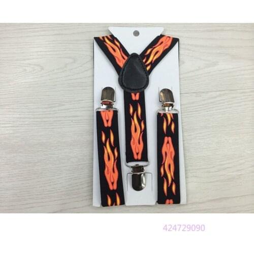 Fashion Boys Girls Unisex Kid Suspender Lightning Flames Cross Pattern Clip-on Adjustable Elastic Braces Suspenders YHH0014