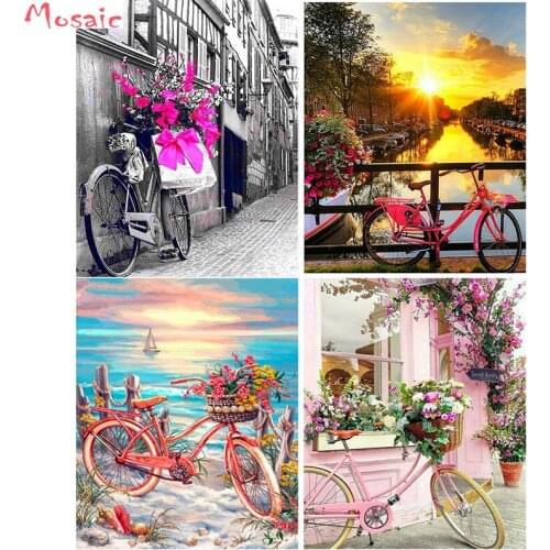 Full square/round Diamond 5D DIY Diamond Painting Landscape Bicycle diamond Cross Stitch Rhinestone Mosaic Painting Decor Gift