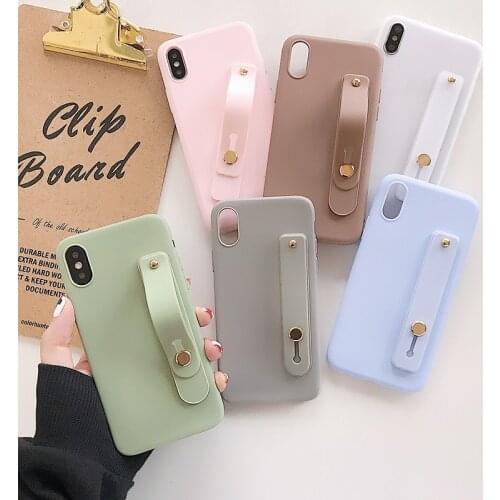 Simple Stand TPU Matte Cover for Motorola Moto G8 Power G7 Plus G6 G5S G5 E6 E5 Play E4+ X4 C Wrist Strap Hand Band Case