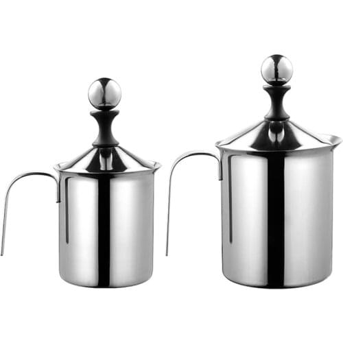 Manual Milk Frother Stainless Steel Coffee Cappuccino Frothing Pot