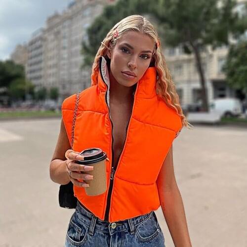 [Shesrim] New style contrast color positive and negative two-wear sleeveless short waistcoat casual bread padded jacket