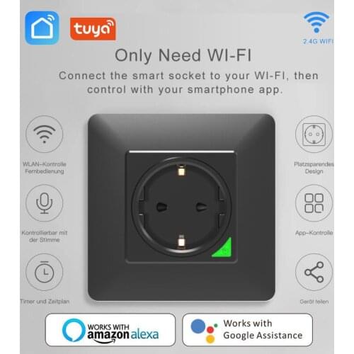 16A Wifi Power Plug EU Smart Wall Socket Tuya Smart life APP Voice Remote Control Works With Google Home Alexa IFTTT Hot