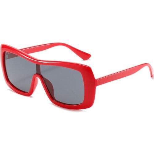 2021 Fashion Oversized One Piece Square Sunglasses Women Retro Candy Color Shades UV400 Men Trending Pink Red Sun Glasses