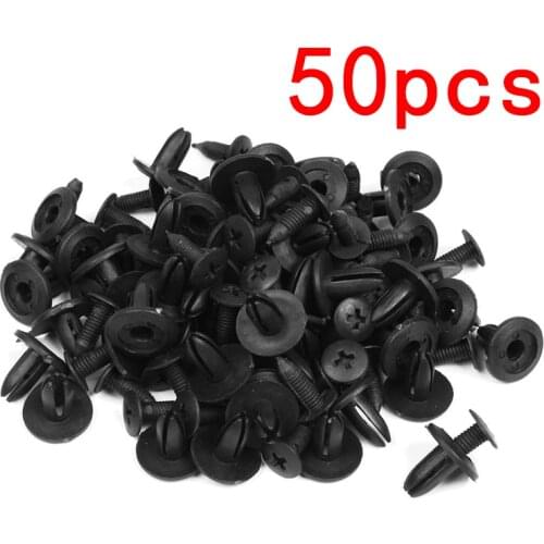 50Pcs Universal Car Bumper Fender 6mm Hole Plastic Rivets Fasteners Screw Car Fastener Clips For Nissan Toyota Focus Kia