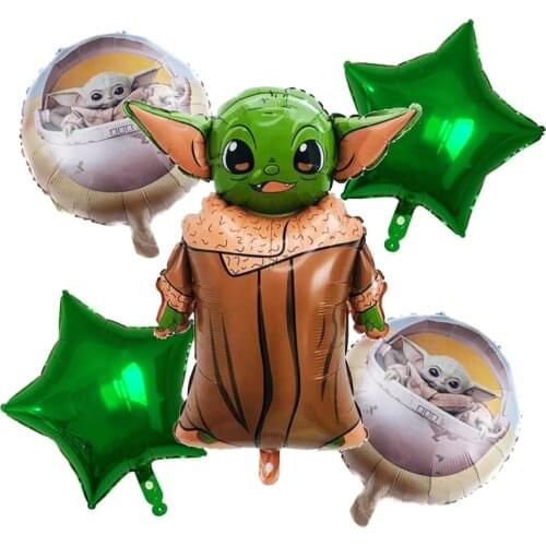 5pcs/set Yodaed Foil Balloons Movie Warsed Ballons Ball Green Starred Robot Kids Fans Birthday Party Baby Shower Decor Boys Toys