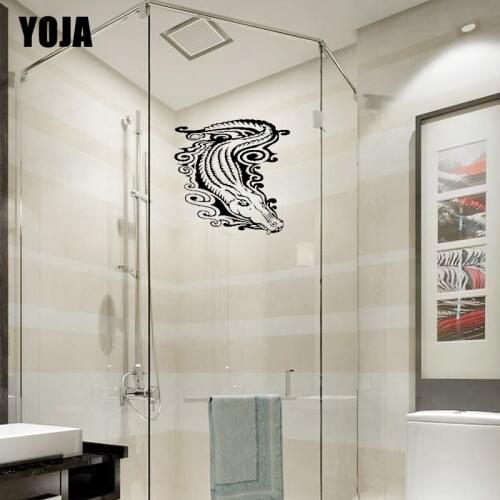 YOJA 26x26.2CM Funny Crocodile Home Decor Wall Sticker Bathroom Glass Decal G2-0259