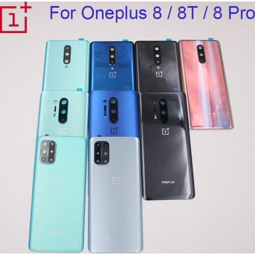 Back Glass Cover For Oneplus 8 8T Back Battery Cover Rear Glass Door Housing Case For Oneplus 8 Pro Replacement Part+Camera Lens