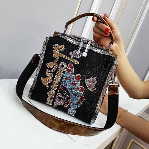 Womens Bags Fashion Rhinestone Print Handbag Tote 2021 Large Capacity Dualuse Bags Shoulder Sac A Main Feminina Bolsos
