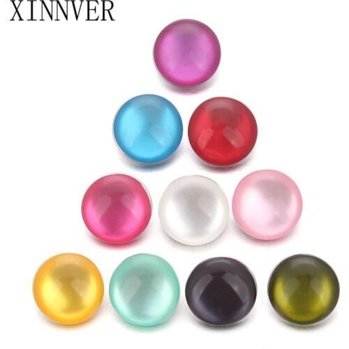 10pcs/lot Random Mixed Color Alloy Opal 18mm Snaps Buttons Fit Xinnver Snap Bracelets DIY Fashion Snap Jewelry Findings