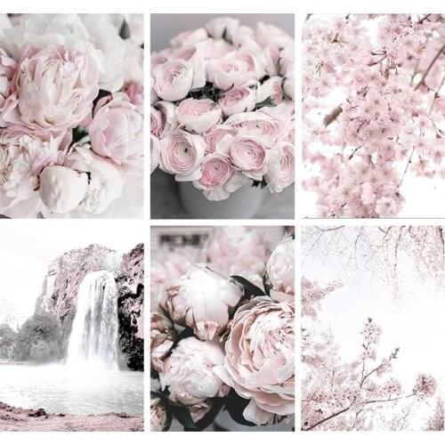 5D DIY Round Drill Diamond Painting Flower Waterfall Mosaic Kit Rhinestone Drawing Home Decoration lChristmas Gifts Decorations