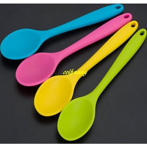 700pcs/lot Fast shipping 20x4.5cm Silicone Spoon Kitchen Bakeware Utencil Spoons Scoop Cooking Tools