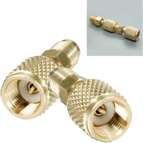 2xR32 R410a AC Refrigerant Adapter 5/16\" 1/4\" SAE Male Female For Valve System Adapter 5/16 X 1/4 SAE