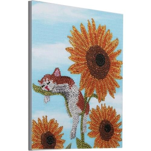 5D DIY Special Shaped Diamond Painting Drill "sunflower Animal cat " Diamond Embroidery Cross Stitch Gift Home Decoration Gift