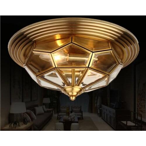 Free Shipping D45cm H20cm Art Decration 90-265V Bronze Anqitue Style Design Ceiling Lamp Copper Luster E14 LED Ceiling Lighting