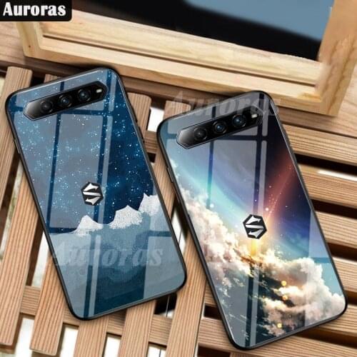 Auroras For Black Shark 4 Case Tempered Glass Full Cover Space Starry Sky Design Case For BlackShark4 Pro Cover