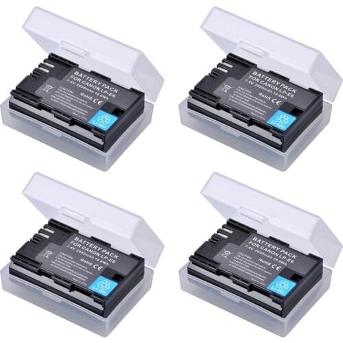 4pc 2650mAh LP-E6 LPE6 LP E6 LP-E6N Rechargeable Li-ion Battery For Canon EOS 5DS R 5D Mark II 3 5D Mark III 6D 7D 60D 60Da 70D