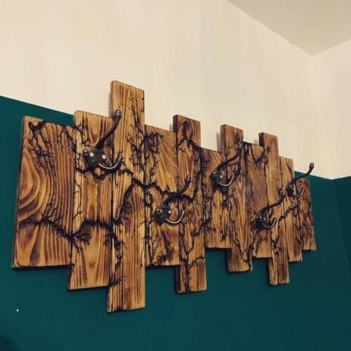 Bespoke Fractal Burnt Wall Mounted Coat Rack / Coat Hooks / Coat Rail / Coat Hanger / Robe Rack / Towel Hook / Fractal Burnt (Li