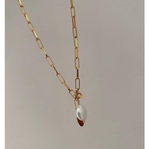 French high-grade pearl necklace womens fashionable gold trendy new design is simple and fashionable