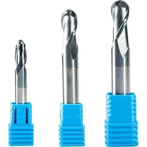 2pcs HRC55 Two 2 Flutes Ball Nose End Mill Milling Cutter CNC Router Bits Tools R2.5 R3 R4 R5 for Metal Aluminum Iron Cutting