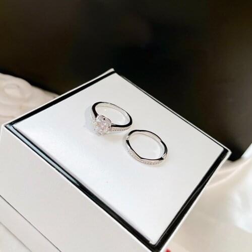 Popular Hot Brands Pure 925 Sterling Silver For Women Jewelry Top Quality Ring Silver Wedding Two Ring Engagement Flower Ring