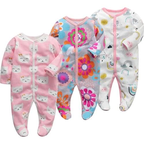 0-12M Newborn Baby Romper Autumn Winter Cartoon Print Jumpsuit Cute Sweet Body Top Home wear Lovely Cotton New born Clothing