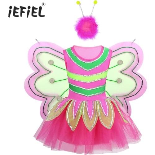Bee Cosplay Girls Tutu Dress Dance Stage Performance Cosplay Costume Mesh Tutu Dress Cute Shiny Sleeveless Sequins Mesh Dress