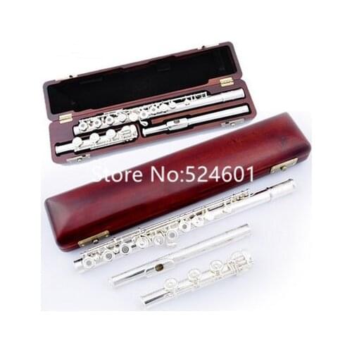 MARGEWATE Brand Sliver Flute 17 Open Hole C Tune E key Musical instrument Professional with Case Free Shipping