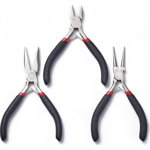 3pc/set Jewelry Plier Set Carbon Steel Ferronickel Side Cutter Round Nose and Chain Nose Pliers for Jewelry Making Tool Equipm
