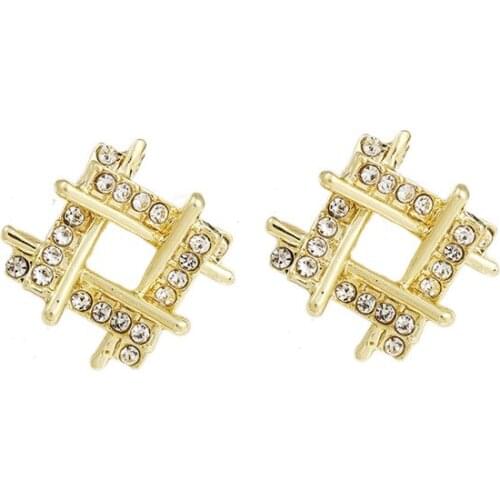 New Earrings Fashion Jewelry Inlay Crystal Fashion Simple Geometry Sweet Earrings Wholesale Earrings For Women