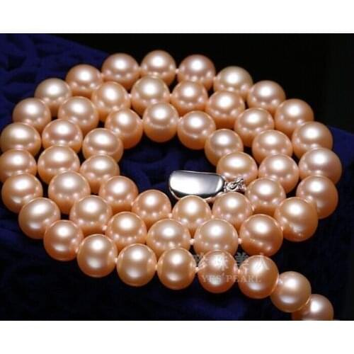 Stunning AAA++ 10-11mm freshwater pink pearl necklace 18inch 925 sliver