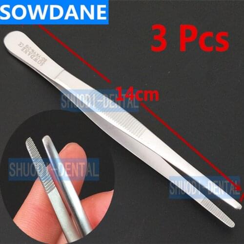 3 pcs Best Quality Dental Stainless Steel Tweezer Dental Precision Long Straight Forcep Tweezer 14cm
