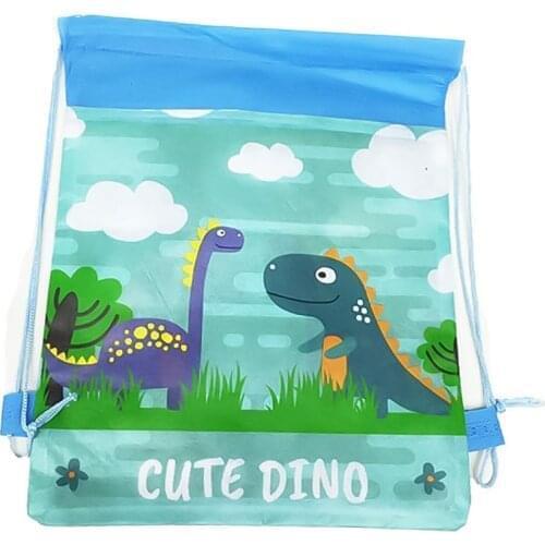 3D Printed Cartoon Dinosaur Backpack Boy Like Non-woven Fabric Drawstring Bag Dust-proof Environment-friendly Child Storage Bag