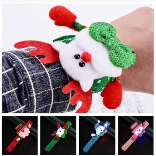 Glowing LED Christmas Bracelet Band Luminescence Slap Wristband Light Up Bracelet for Xmas Party Event Decor Children Kids Gifts