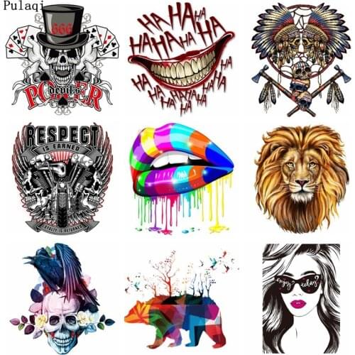 Pulaqi Punk Girl Iron on Transfer for Clothes Patch Vinyl Heat Thermal Transfer Iron on Patches for Clothes Stickers Stripes DIY