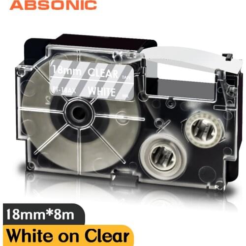 XR-18AX White on Clear 18mm Label Tape Compatible Casio XR-18WE Label Maker Ribbon Printer for Casio KL-7000 KL-200 Typewriter