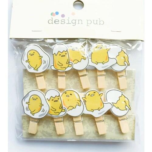 10 pcs /Pack Egg Wooden Paper Clip Bookmark For Album With Rope Message Stickers Stationery