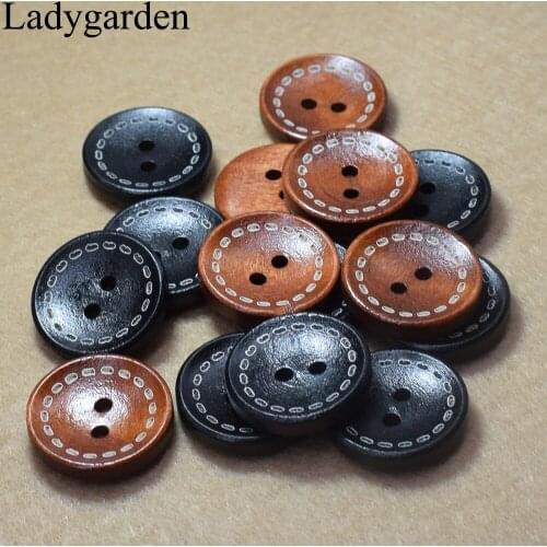 10MM 18MM Dashed Wooden Buttons Diy Sewing Garment Accessories 100PCs Dark Brown Round Bowl Shape Laser Dashed Wooden Buttons